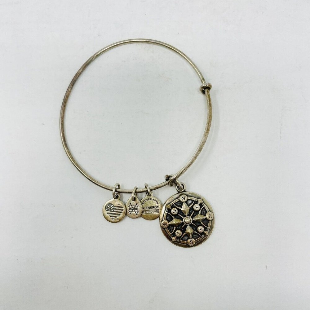 Alex & Ani Womens One Size‎ Compass Expandable Wire Bracelet Bangle Silver